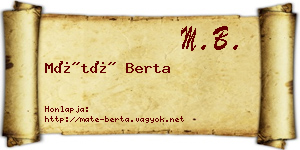Máté Berta névjegykártya