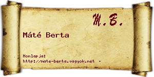 Máté Berta névjegykártya